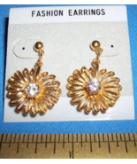 Fashion Gift Girl Accessory Set Gold Flower Gem Dangle Post Earrings Jew... - £5.21 GBP