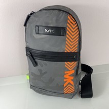 Michael Kors Kent Sling Backpack Bag Cameo Gray Orange Nylon Zip B2M - £71.21 GBP