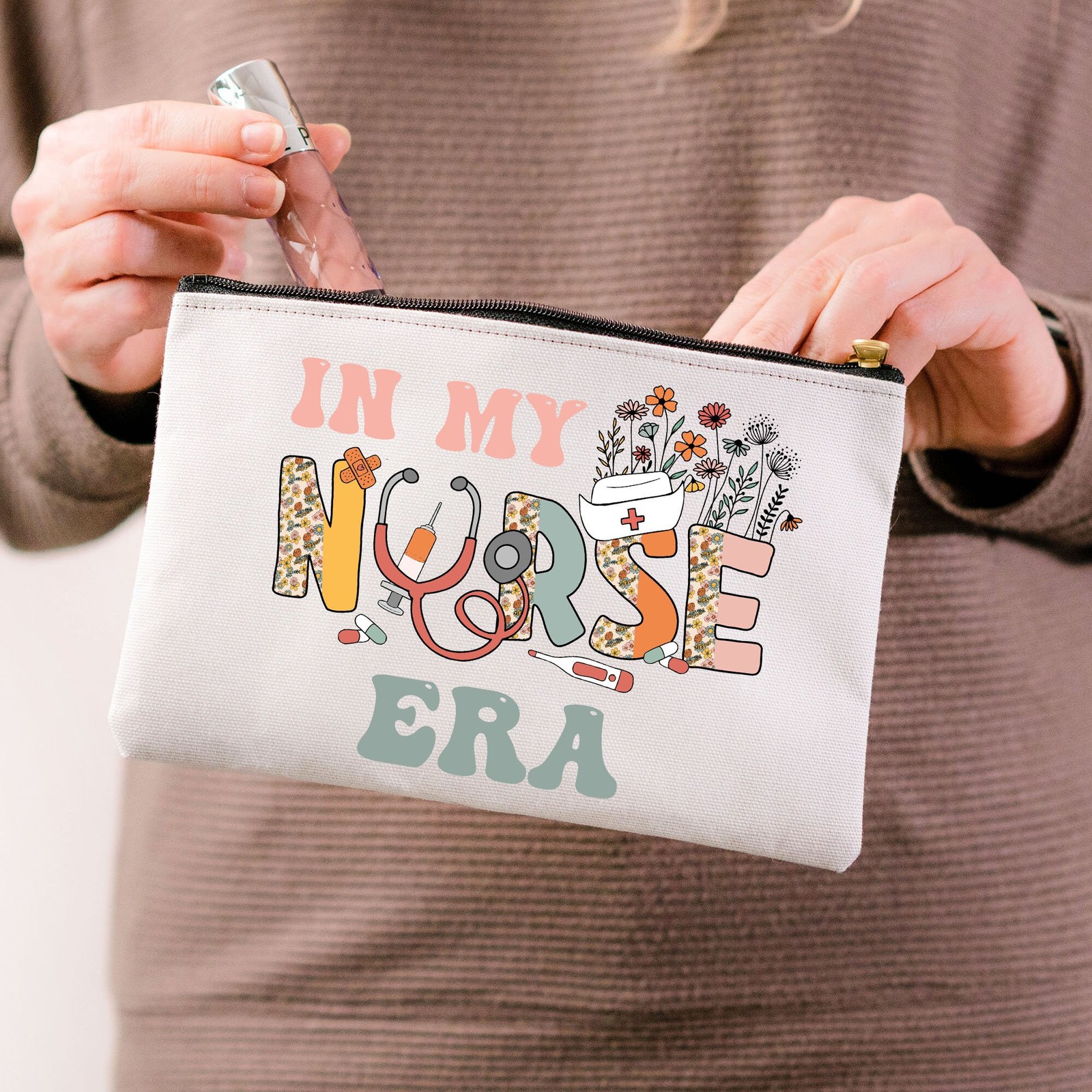 Primary image for In My Nurse Era Cosmetic Bag, Funny Gift For Nurse Coworkers, Pencil Pouch, Cute