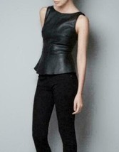 Genuine Soft Lambskin Leather Stylish Women&#39;s Top Party Casual Handmade ... - £82.21 GBP