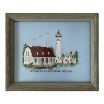 Framed Cross-Stitch Art – Presque Isle Light Station (1870–1905) – Custom Framed - $46.28 CAD