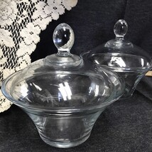 Lot of 2 Vintage Marching KIG Indonesia Clear 7” glass Bowls With Lids Marked - £9.34 GBP