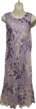 Vintage 90’s Garden Party Wedding Purple 100% Silk Burnout Sleeveless Maxi Dress - £55.15 GBP