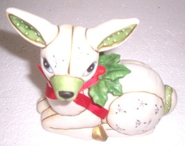 1987 Lefton Xmas Bambi Reindeer Ceramic Figurine Geo - £70.25 GBP