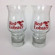 Set Of 2 Red Lobster Hurricane Glasses 16 oz. 6.75” Soda Cocktail Drinks Used - £15.78 GBP