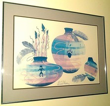 1989 David Paul Rare Hand Signed &quot;Native American Indian pottery&quot; poster print - £530.43 GBP