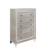 CROSS GLAM 37.68&quot; Champagne Chest Mirrored Solid Wood MDF - $16,845.41 MXN