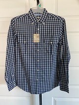 Article 365 Broke-In Cotton Small Long Sleeve Navy Plaid Shirt  Msrp $45. - $17.81