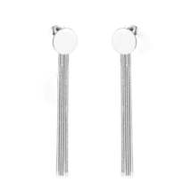 Silver-Plated Round Tassel Drop Earrings - £12.01 GBP
