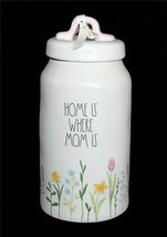 Rae Dunn &quot;Home Is Where Mom Is&quot; Wraparound Flowers 9.5&quot; Tall Sealed Canister - £31.16 GBP