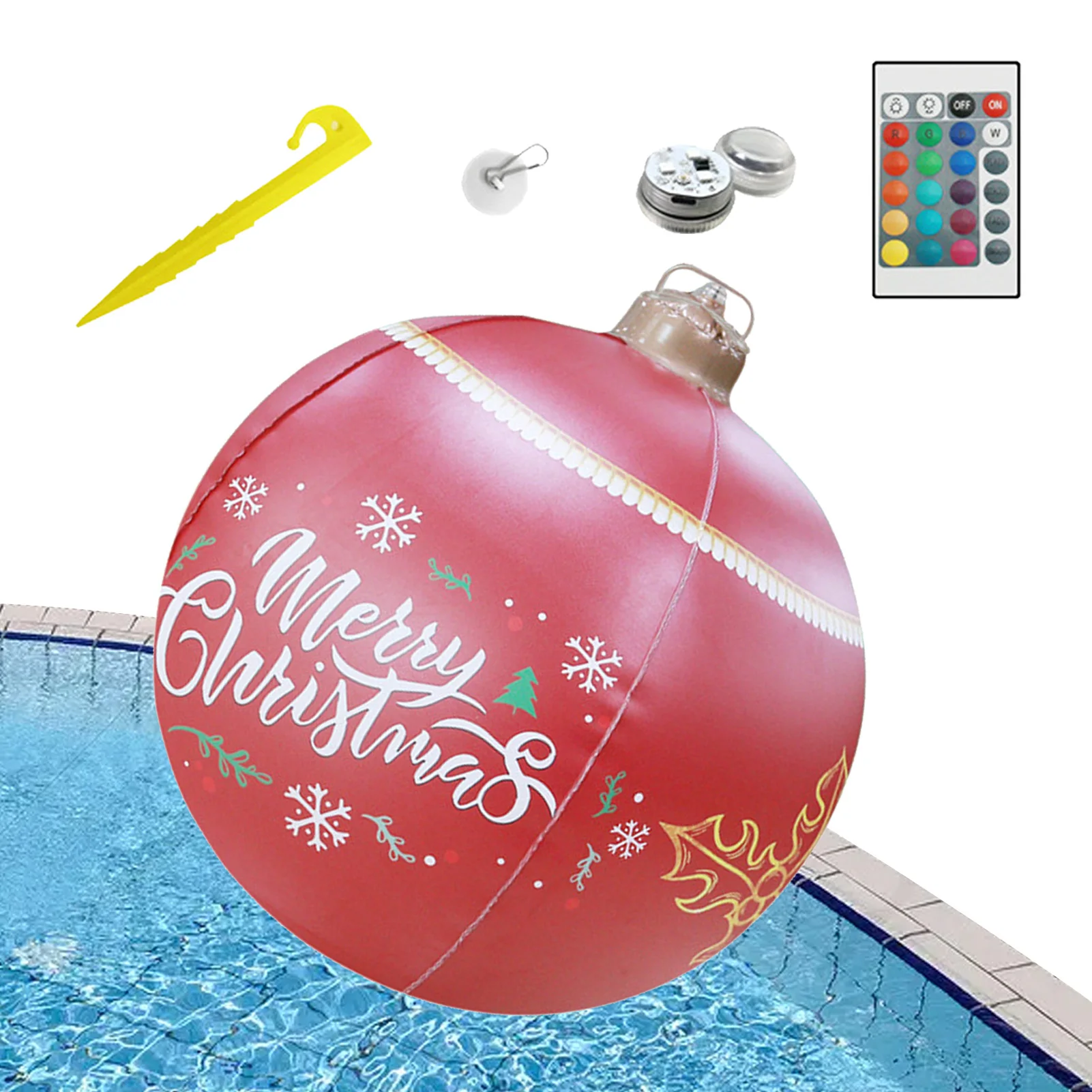 Christmas Decorative Ball Inflatable Outdoor PVC Giant Light Up Large Balls 60cm - £117.98 GBP