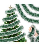 Hotop Christmas Tinsel Garland Frost Tip Metallic Streamers Green 164ft - $28.89 CAD