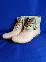 SPERRY Women Size 8 Rubber Syren Gulf Duck Boots~Pink~Leather Laces- Zip... - $28.04