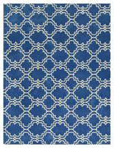 Moroccan Scroll Tile Rug Blue 5&#39; x 8&#39; Contemporary Woolen Area Rug Carpet - £294.90 GBP