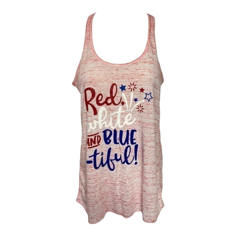 Bella Canvas Tank Top Red White Blue Size XS Racerback USA America Firew... - $18.99