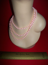 Women Necklace Pastel Pink Long Strand Bead Costume Jewelry Fashion Treasure - £7.43 GBP