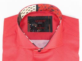 Men Dress Shirts AXXESS Turkey 100% Egyptian Cotton 223-09 Red White Polka Dots image 6