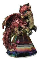 Metallic Red And Gold Dragon Perching On Iridescent Pyramid Glass Small ... - €15,55 EUR