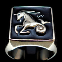 Sterling silver Zodiac ring Capricorn Star sign December January with Bl... - £82.28 GBP