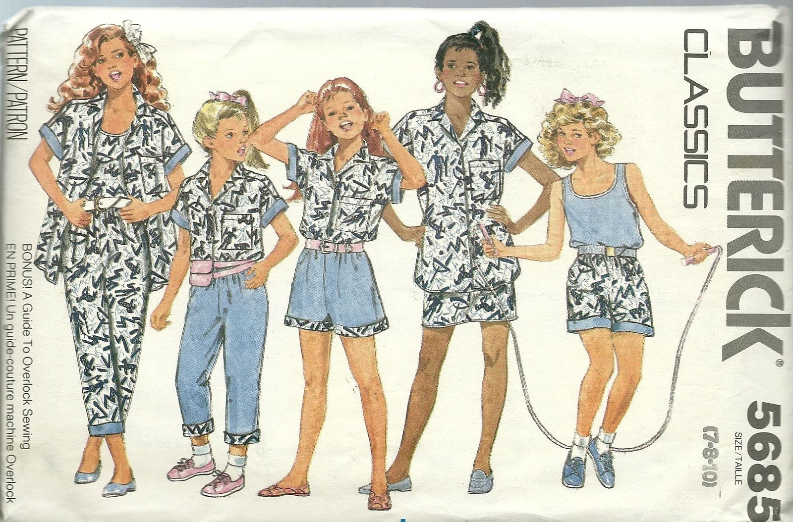 Butterick Sewing Pattern 5685 Girls Skirt Top Shirt Pants Shorts Size 7 8 10 New - $9.99