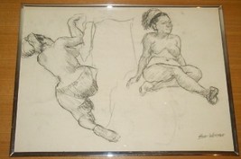 1993 Signed Hank Werner Nude Woman Charcoal Art Drawing - $386.99