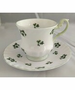 QUEEN&#39;S Rosina Bone China (England) Green/White Shamrocks Tea Cup &amp; Sauc... - $19.50