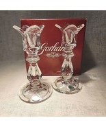 Pair Gorham Viscount Full Lead Crystal Candlesticks 5.75 in Boxed Germany  - $12.86