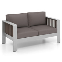Patio Aluminum Loveseat Sofa Outdoor Furniture Set with Thick Back and Seat Cush - $9,448.62 MXN