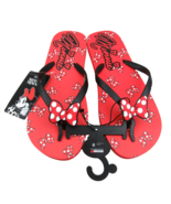 Disney Minnie Mouse Sandals Flip Flops Red White Polka Bow Tie Womens Size 7 NEW - $20.85