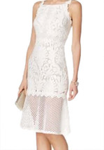 Jax Womens White Lace Midi Dress Size 4 Color White - £91.44 GBP