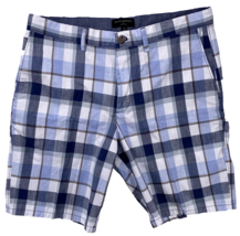 Banana Republic Shorts Men’s Size 36 Chino Aiden Plaid Blue Classic Fit Casual - £15.56 GBP