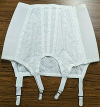 Vintage Crown Cool-ette Open Bottom Girdle White Cotton Embroidered 4730 sz 27 - £35.20 GBP