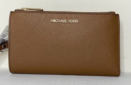 New Michael Kors Jet Set Travel Double zip wristlet wallet Leather Luggage - $76.27 CAD
