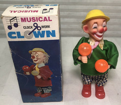 Vintage Wind Up Musical Clock Work Clown With Original Packaging Tested ... - $59.28