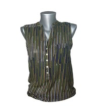H&amp;M Sheer Multicolored Striped Sleeveless Button Up Tank Top Blouse US S... - £9.34 GBP