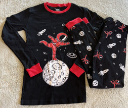 Little Pajamas Boys Black Red White Astronaut Moon Snug Fit Long Sleeve 12 - £9.79 GBP