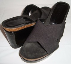 Donald J Pliner Brie Black Patent Leather Strappy Sandals 7.5 Wedge Heel... - $35.60