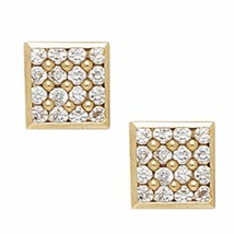 14K Solid Yellow Gold 9MM Square Cut Prong Set Cubic Zircon Studs ER-PE11 - £171.31 GBP