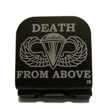 Death From Above With Airborne Wings Laser Etched Aluminum Hat Clip Brim-it - £9.58 GBP