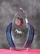 Andalusian-   crystal clock in the shape of a wings with a horse - $65.99