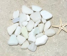 30 Pcs Small / Tiny Genuine Beach SEA GLASS White Milk Glass Surf Tumbled! - £7.56 GBP