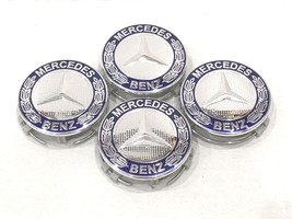 4Pcs, Wheel Center Hub Cap 75 MM Dark Blue Chrome, Mercedes Benz Fit: CLS S E GL - £14.78 GBP