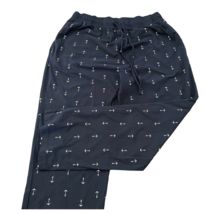 Nautica Flannel Pajama Pants Mens Lg Navy Blue White Anchor Print Pockets Lounge - £12.13 GBP