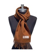 Men&#39;s 100% CASHMERE SCARF SOLID Coffee Brown Made in England WINTER Wool... - £7.46 GBP