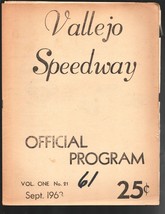 Vallejo Speedway Auto Race Program 1966-Modified hard tops &amp; BCRA Midgets-Fam... - £34.38 GBP
