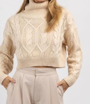 Fore cableknit turtleneck crop sweater in NEUTRAL - size L - £31.05 GBP