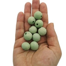10Pc Matte Green Round Handmade Ceramic Beads For Clay Jewelry Making Or... - $12.86