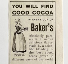 1906 Walter Baker Hot Chocolate Cocoa Advertisement Candy Ephemera 5.25 ... - $9.99