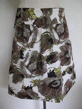 J. Crew A-Line Skirt 0 XS Retro Poppy Floral Print Gray Brown Chartreuse Cotton - £17.63 GBP