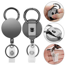 2pcs Retractable Keychain Reel Badge Holders Steel Clip Key Ring Belt Heavy Duty - £16.77 GBP